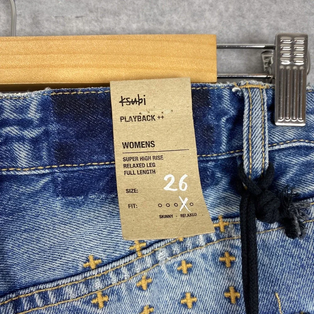 Ksubi Jeans Size 26 Playback True Vintage High Rise Relaxed Leg Distressed